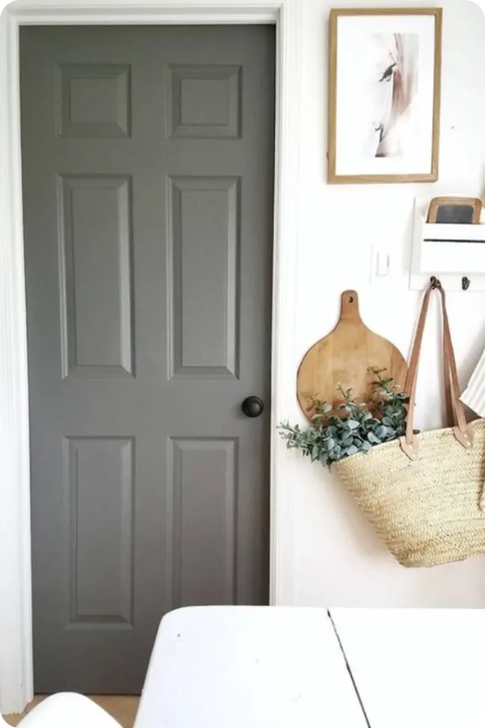 Soft Gray Interior Door in Modern Classic Setting