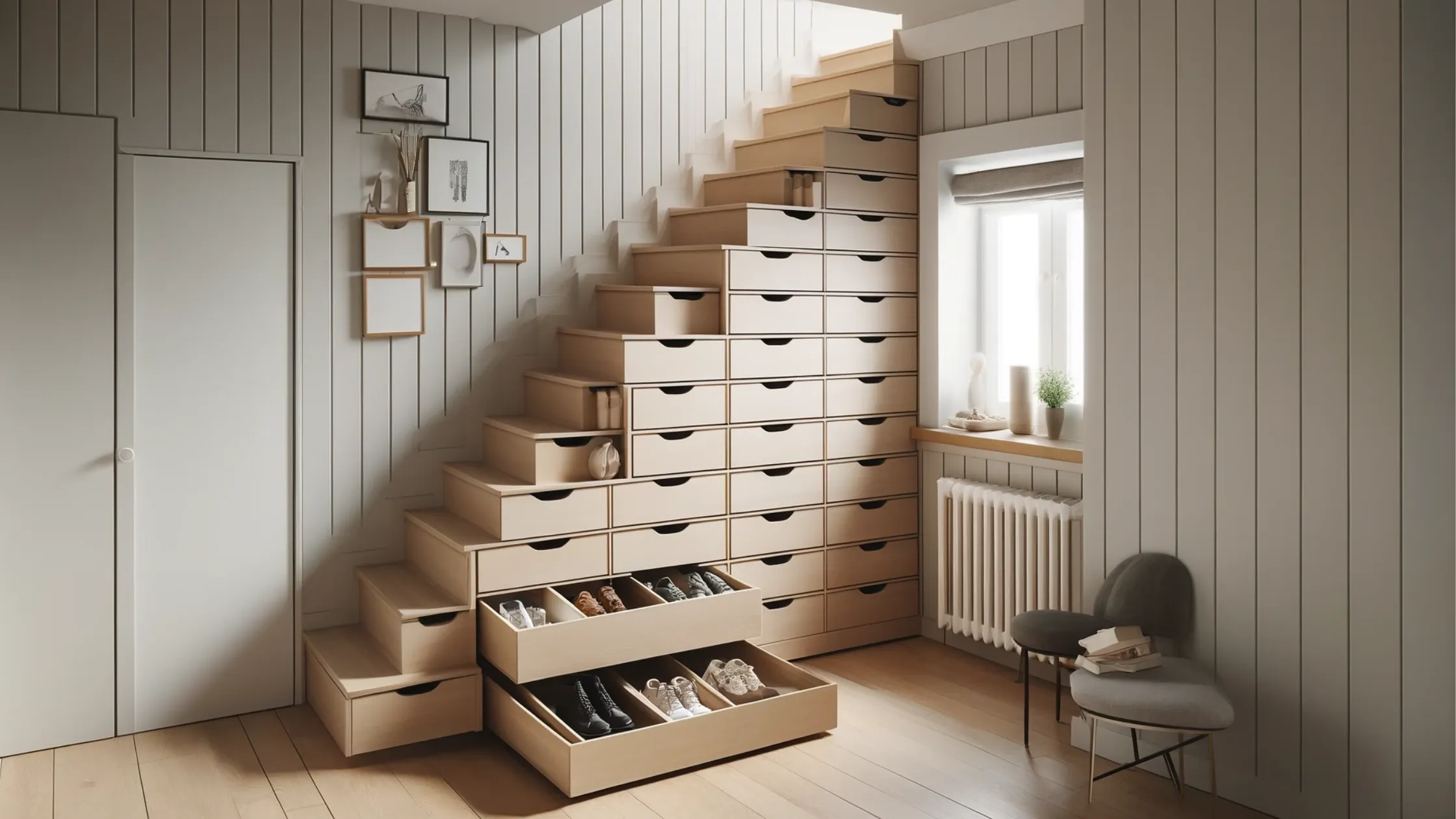Staircase Shoe Storage Drawers