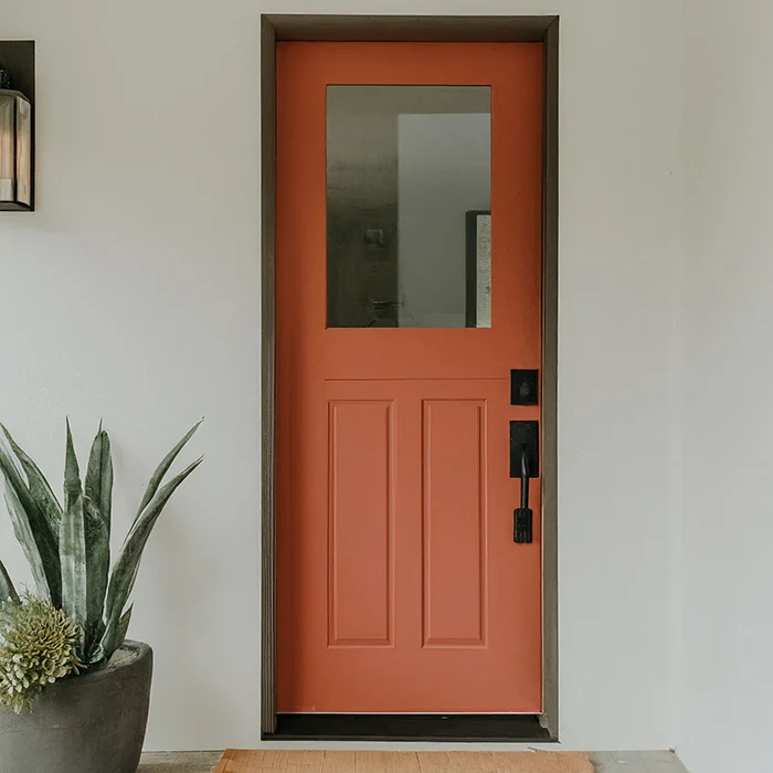 Terracotta Front Door with Stone Surrounding