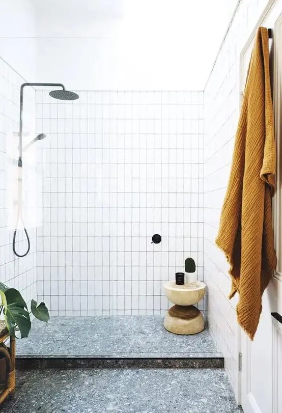 Elegant Bathroom with Mustard and Modern Details