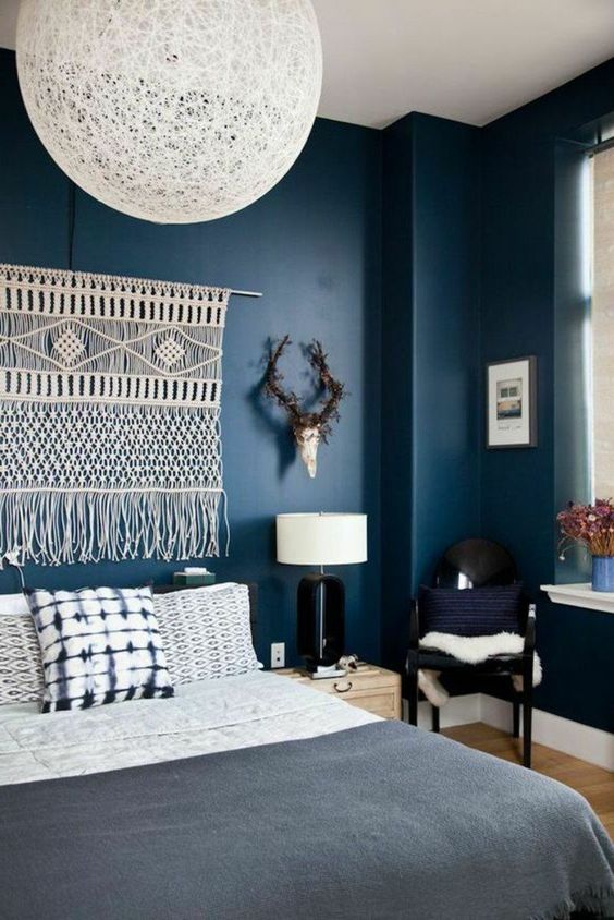 Boho Bedroom with Moody Lighting and Textures