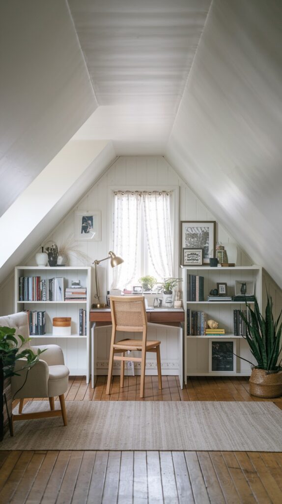 Compact Home Office Corner in Attic Library