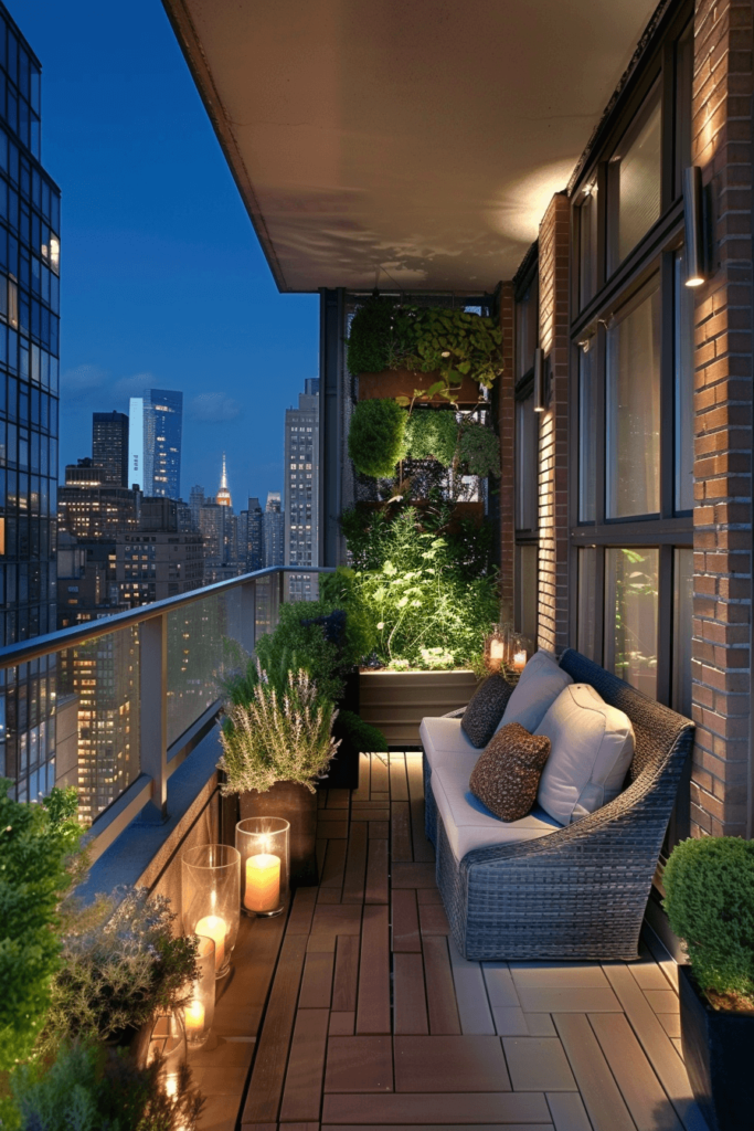 Serene Balcony Space with Sheer White Curtains