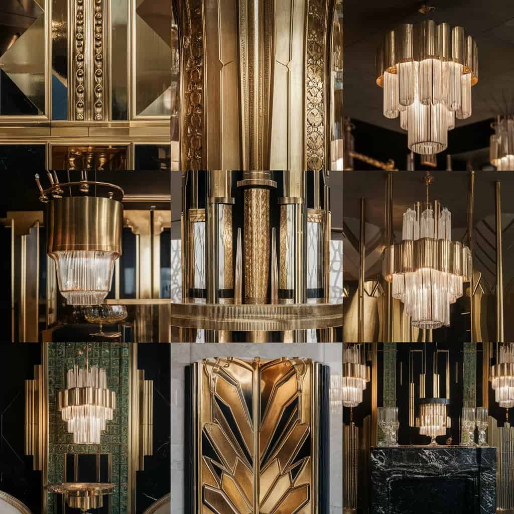 Art Deco Hallway with Gold Details and Monochrome Flooring