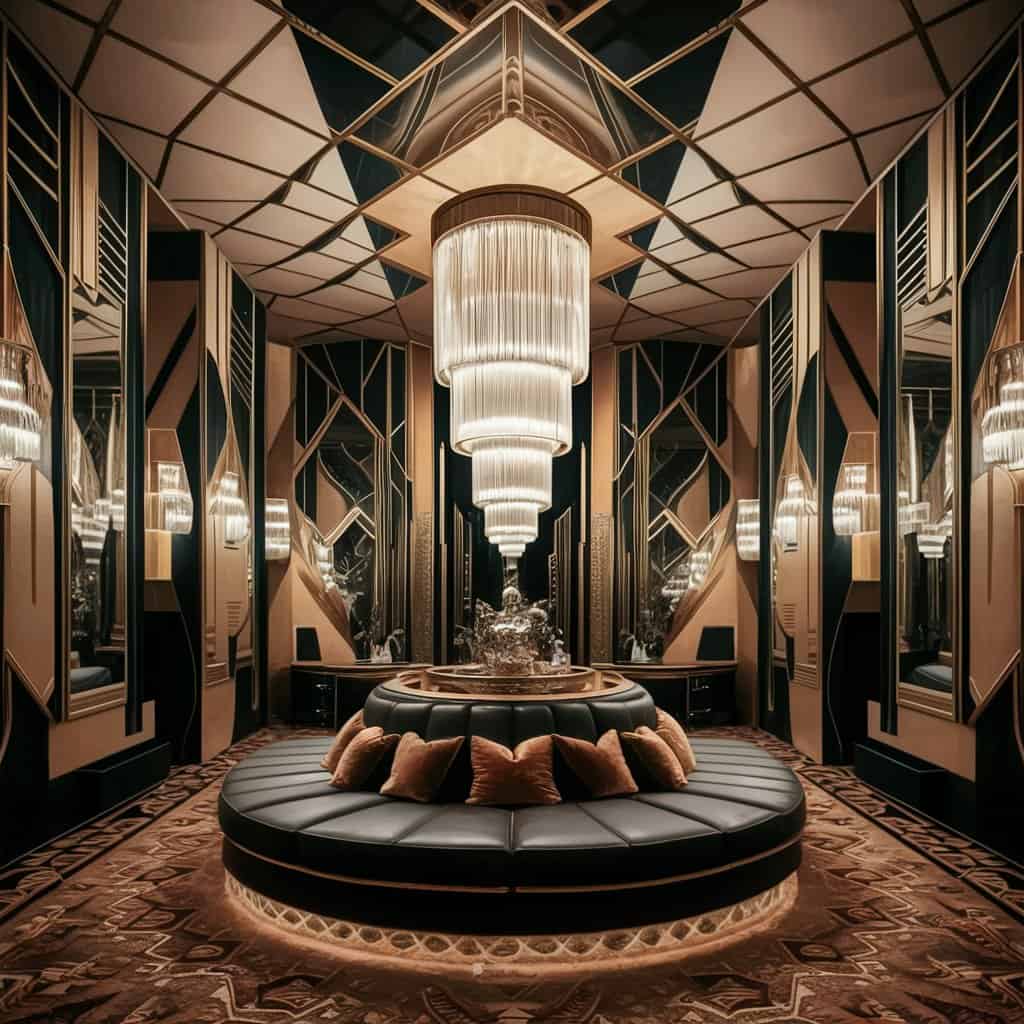 Art Deco Bathroom with Marble and Gold Fixtures