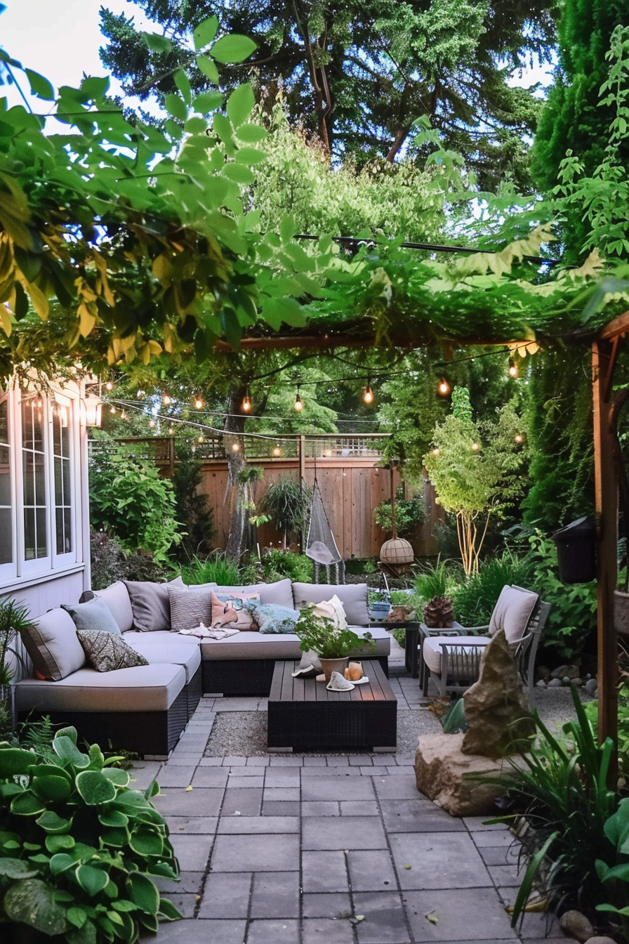 Serene Patio with Reclaimed Wood Accents