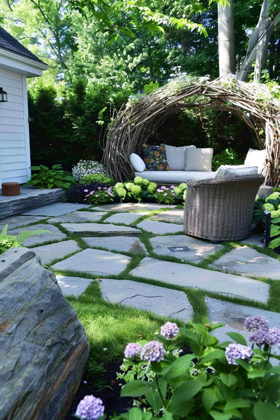 Modern Pergola Patio with Cozy Details