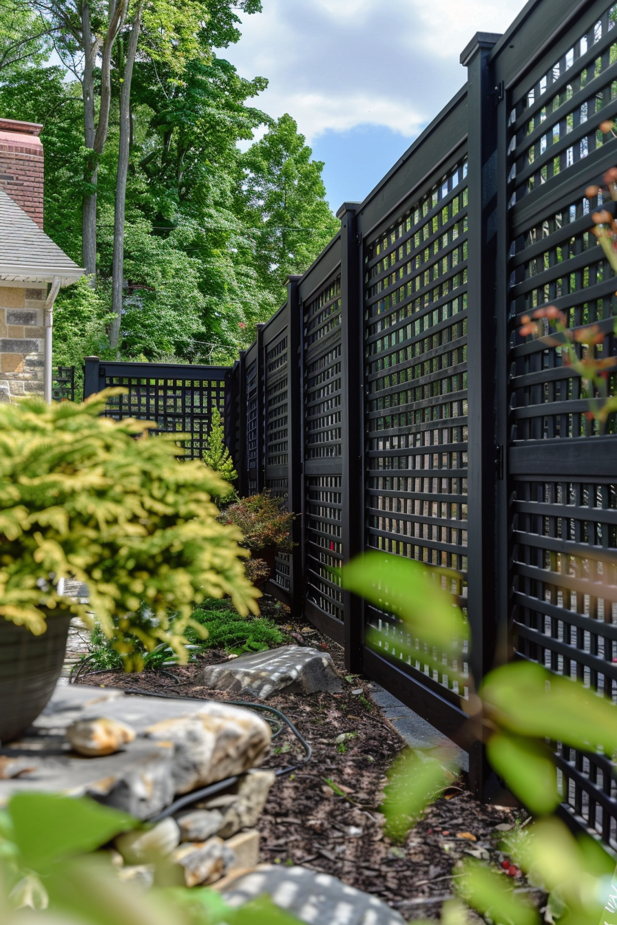 Decorative Black Metal Trellis Fence