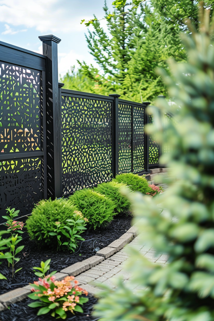 Laser-Cut Metal Fence with Plants