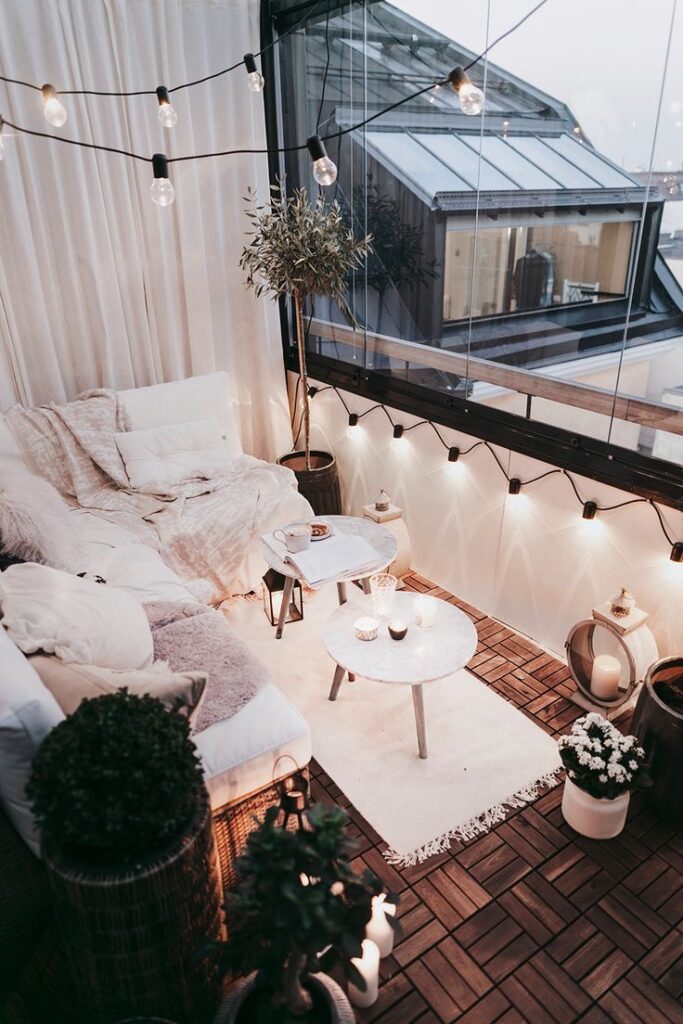 Elegant Balcony with Woven Rattan Accents