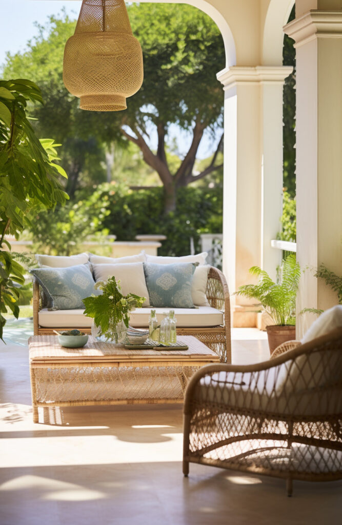 Chic Boho Patio with Tassel Hammock
