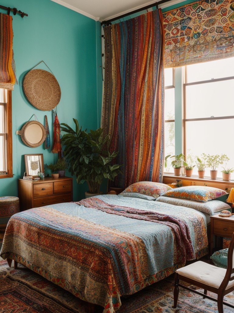 Bohemian Bedroom Full of Eclectic Patterns and Textures
