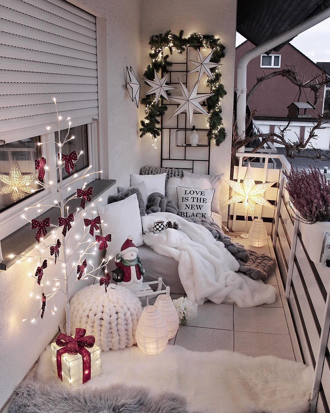 Elegant Balcony Christmas Vignette