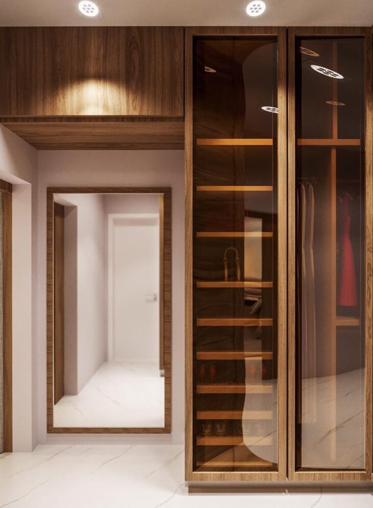 Elegant Walk-In Closet with Vanity Area
