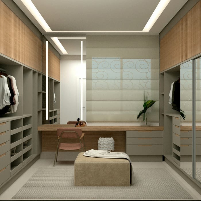 Multi-Functional Feminine Closet with Accent Lighting