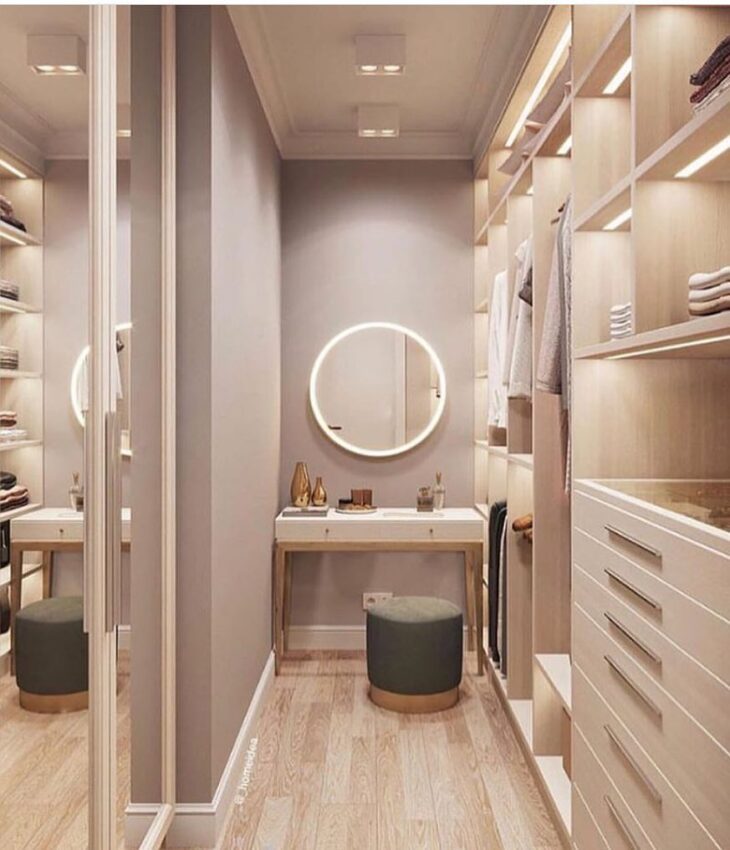 Elegant Feminine Closet with Golden Touches