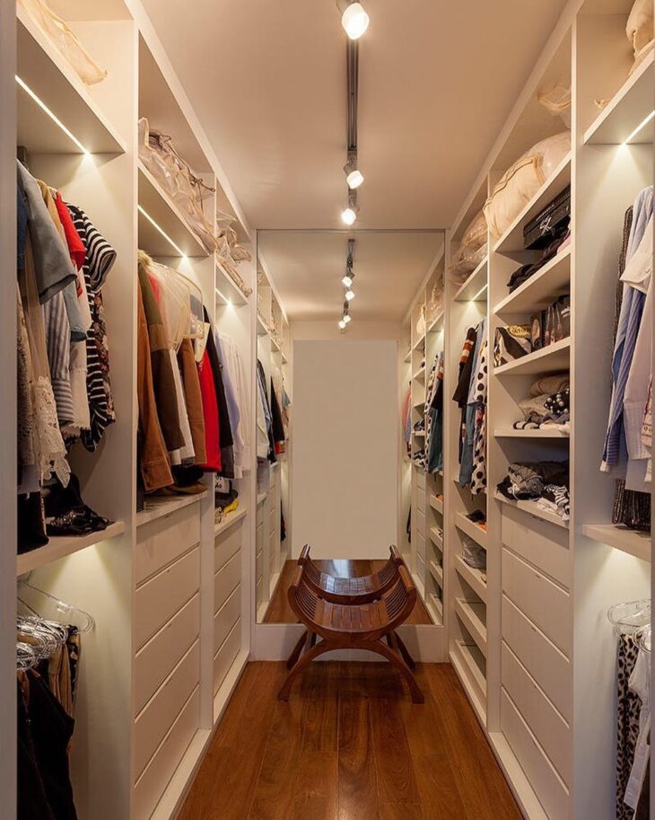 Feminine Walk-In Closet with Blush Accents