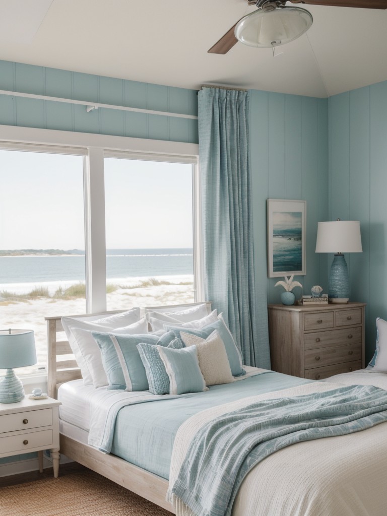 Calm Coastal Bedroom with Layered Lighting