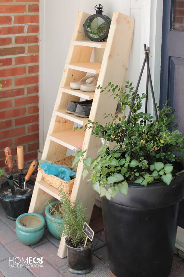 DIY Ladder Shoe Rack