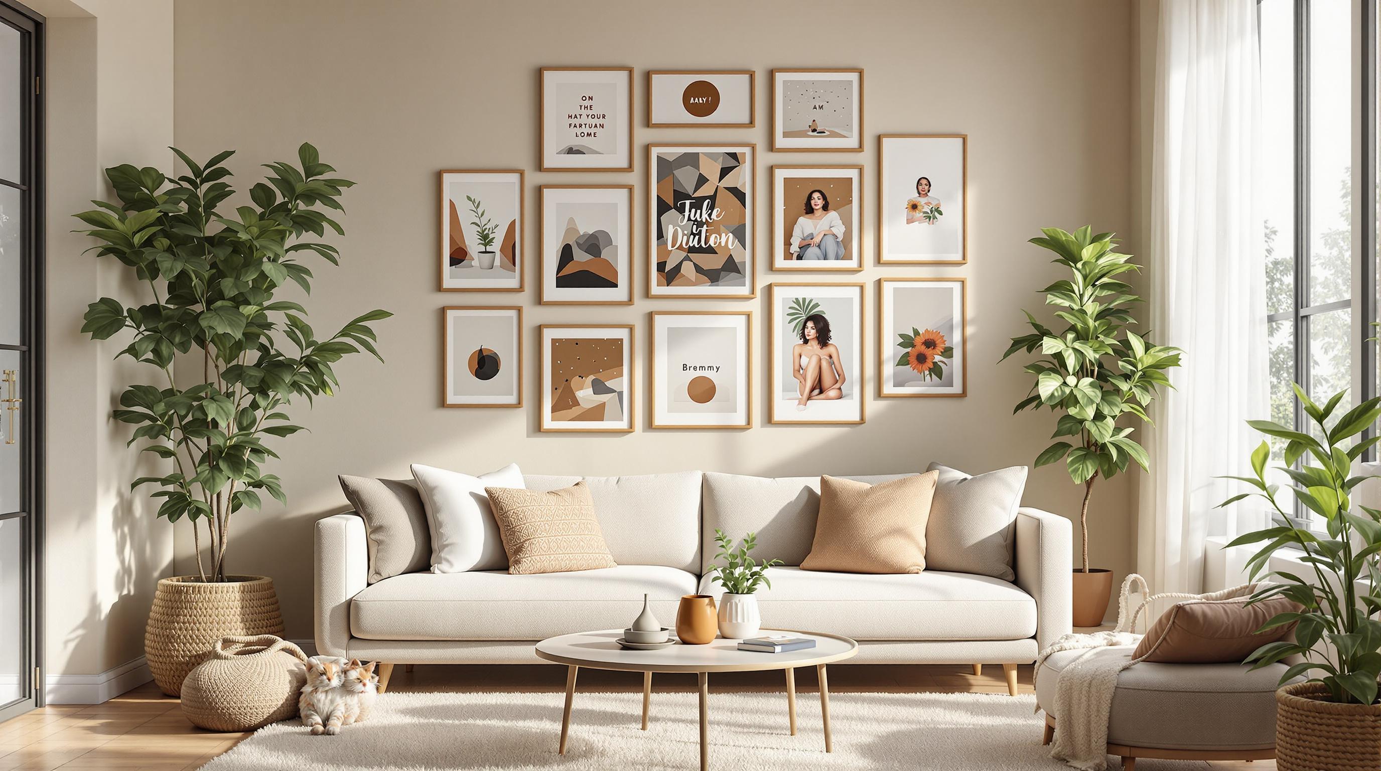 Monochromatic Living Room with Layered Neutral Tones