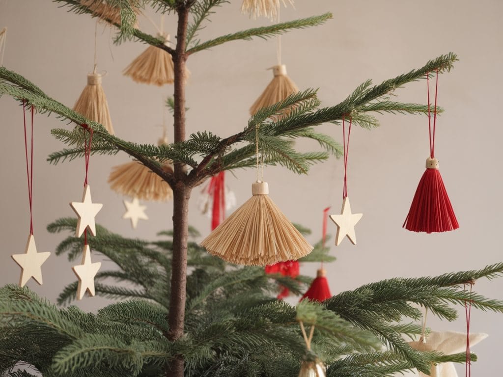 Tiered Basket Tree with Greenery and Ornaments