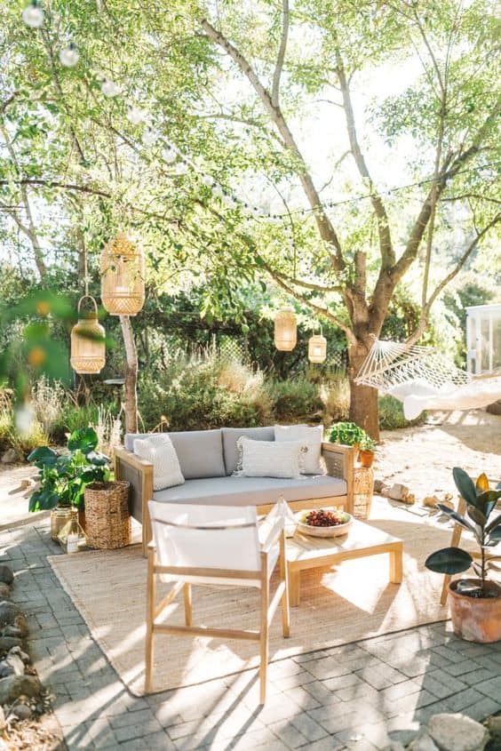 Elegant Patio Dining Under Draped Canopy