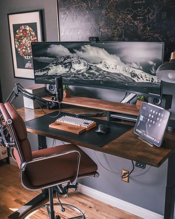 Mixed Wood and Modern Gaming Workspace