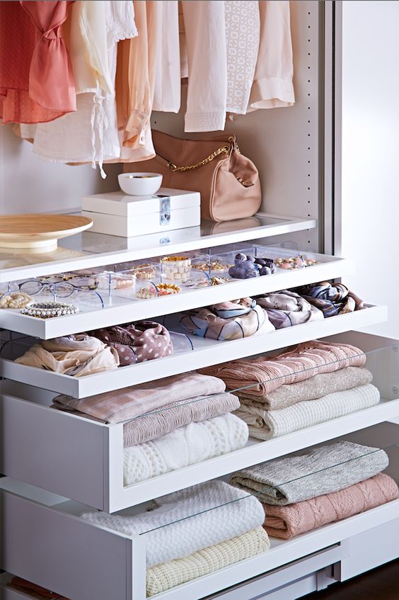 Glass Closet Drawers for a Touch of Luxury
