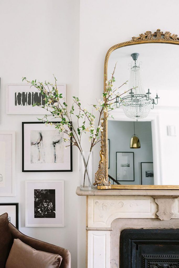 Gold Mantle Mirror with Feminine Touches