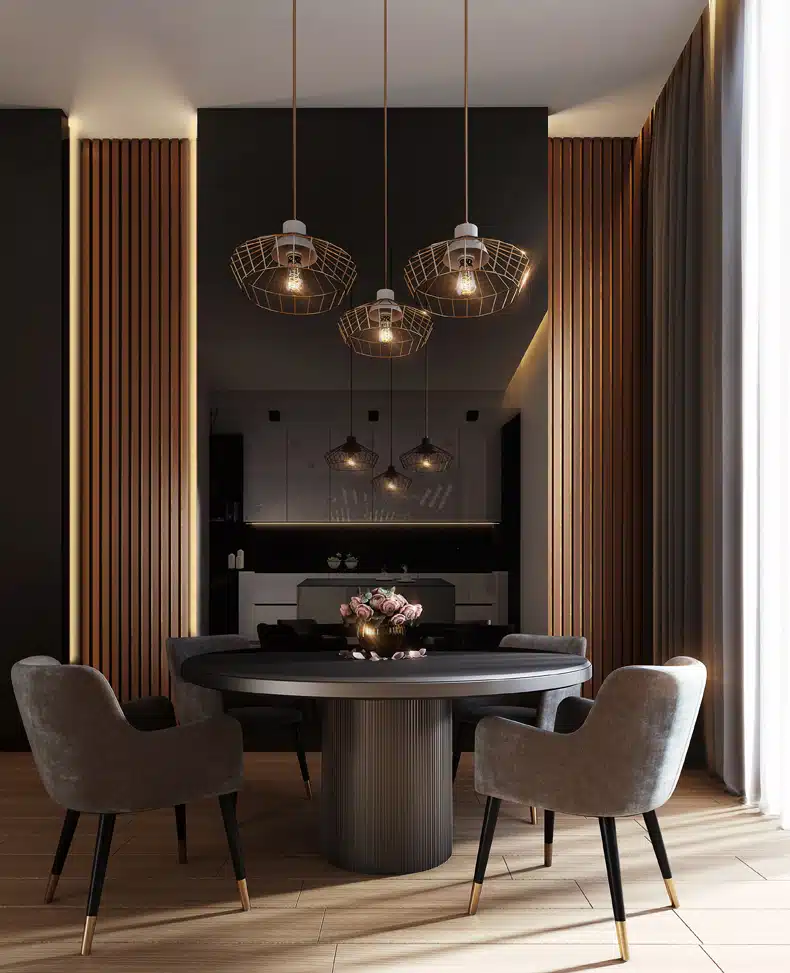 Luxurious Art Deco Dressing Space with Geometric Wall Design