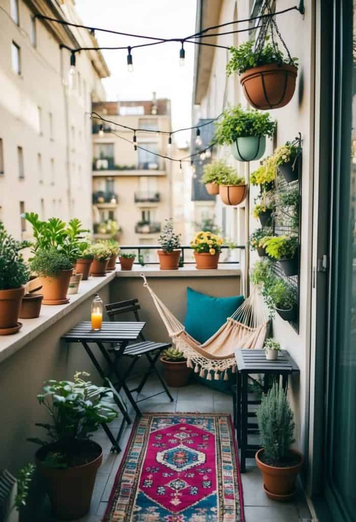 Sleek Industrial Balcony with Green Accents