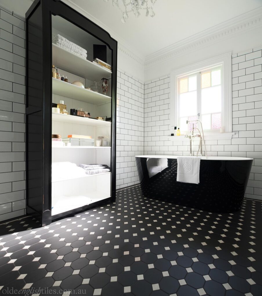 Timeless Geometry with Black Hexagonal Tiles