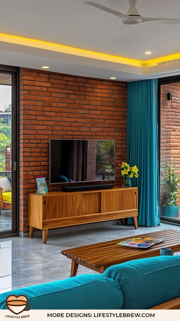 Living Room TV Wall Ideas - Gray Stone Feature Wall