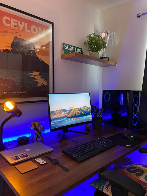 Sleek Wooden Desk with Earthy Tones