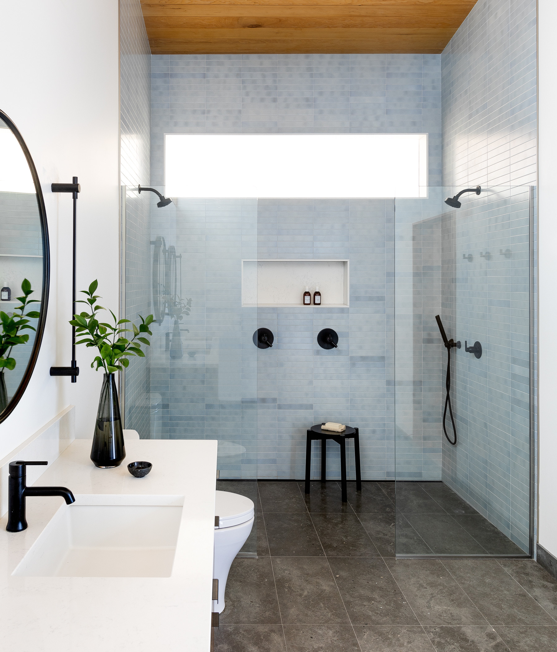 Architectural Elegance with Deep Blues and Marble