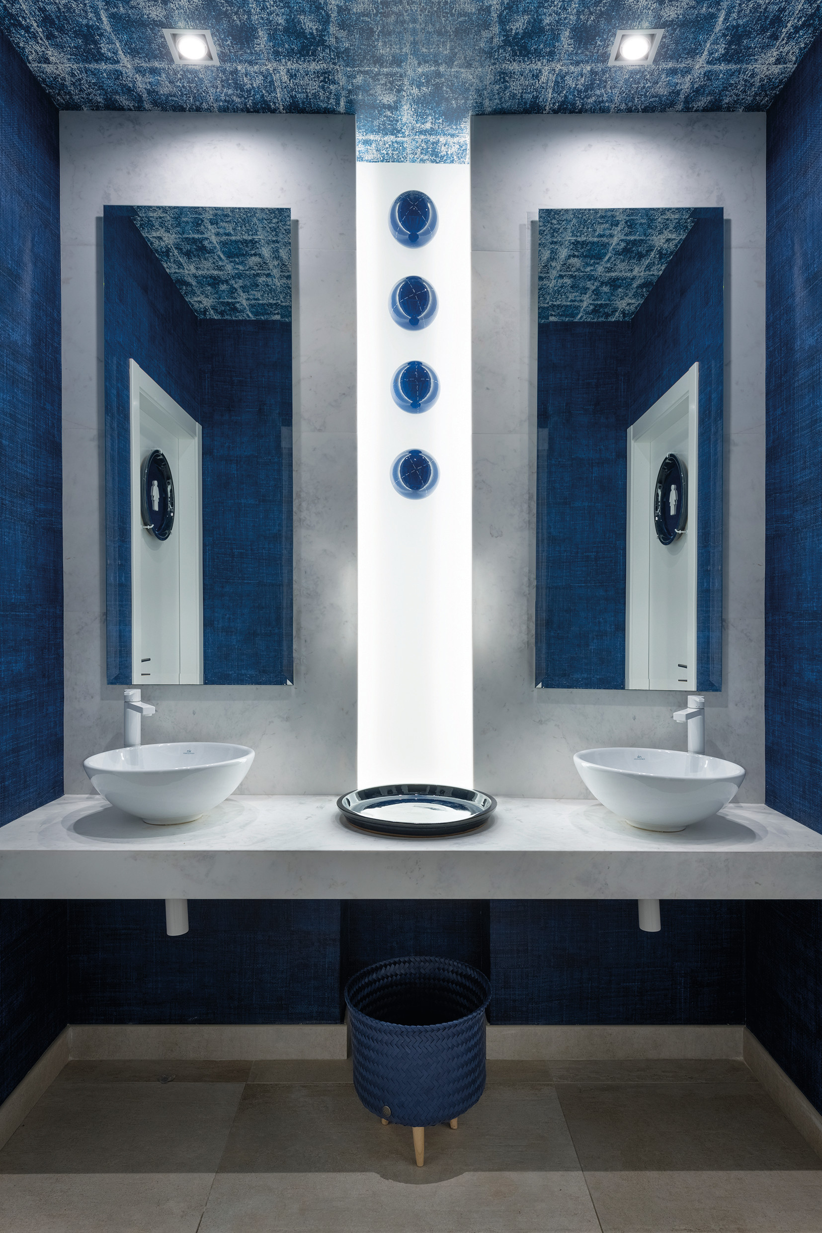Industrial Coastal Fusion with Structured Blue Accents