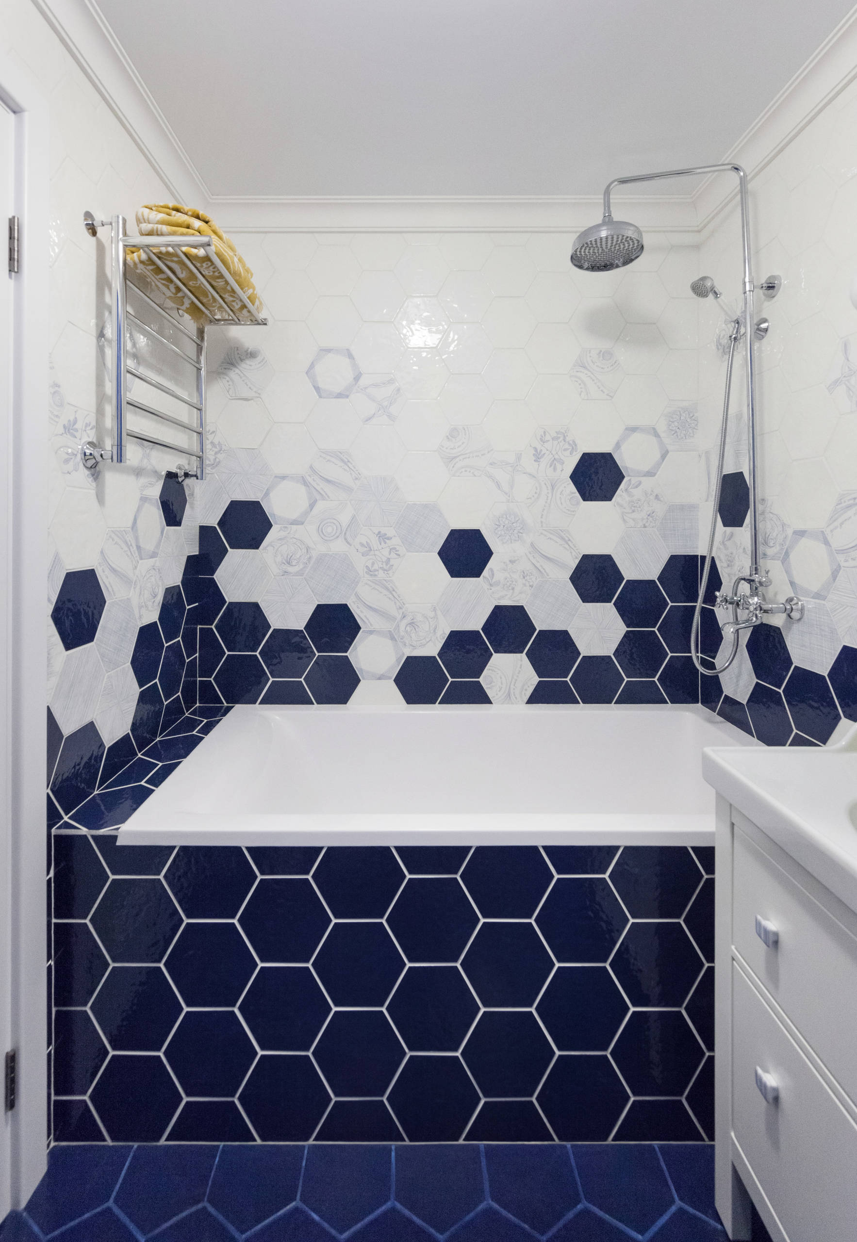 British Countryside Charm with Rich Blue Paneling