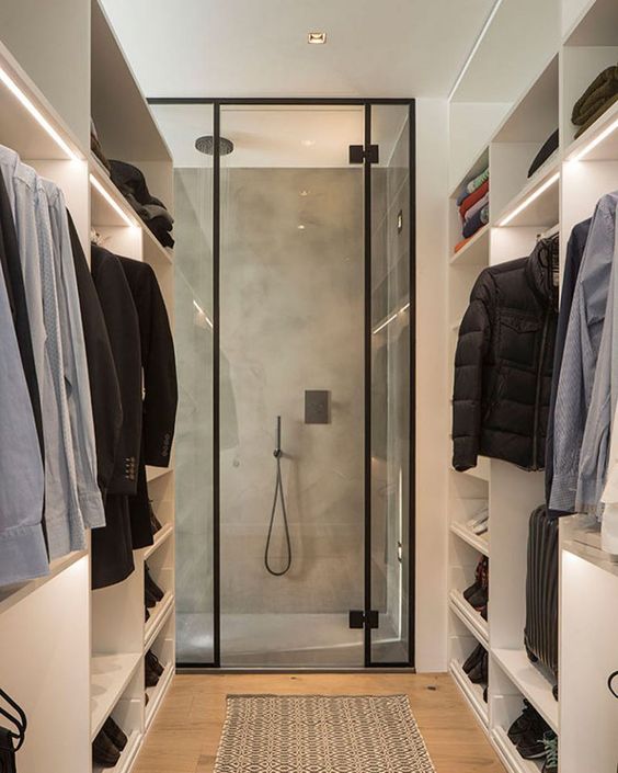 Walk-in Closet with Adjacent Shower Space