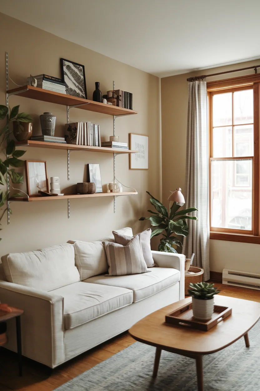 Living Room with Bright Accents and Functional Elements