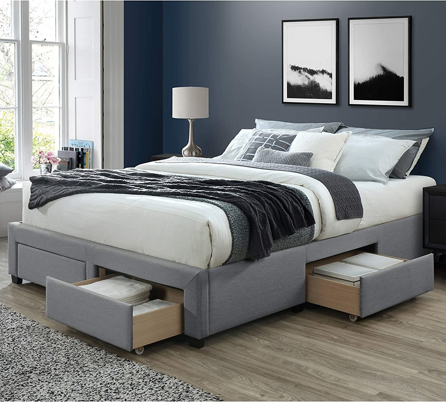 Sunny Yellow Minimalist Bed Frame in Scandinavian Style