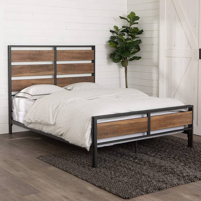 Yellow Metal Bedframe with Vibrant Ambience