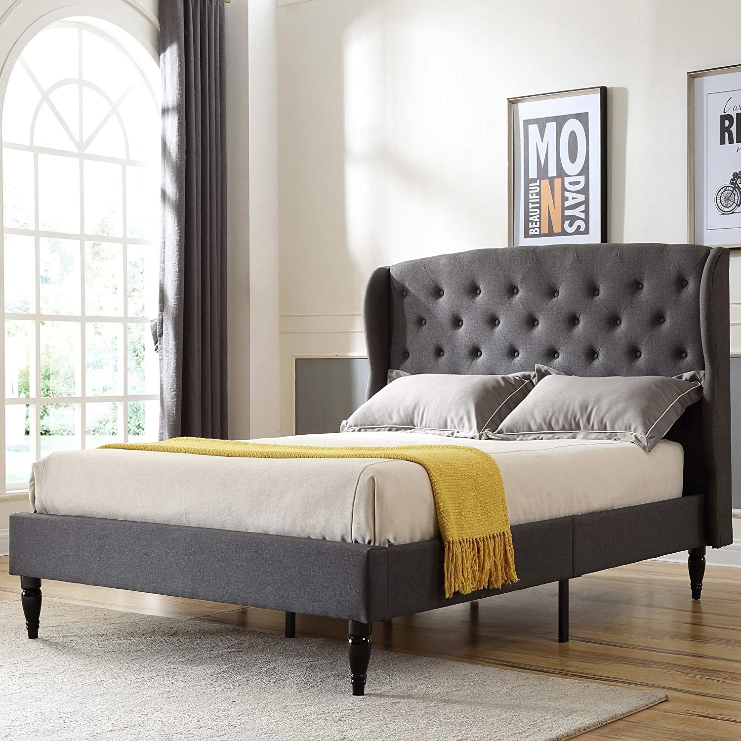 Industrial-Inspired Bedframe with Metal Accents