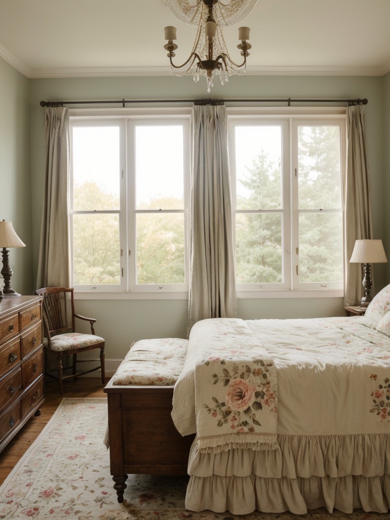Vintage-Inspired Bedroom with Romantic Lighting