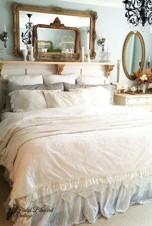 Vintage-Inspired Bed with Velvet and Ornate Pillows