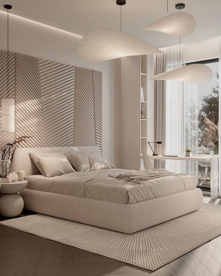 Neutral Bedroom Design with Soft Layers